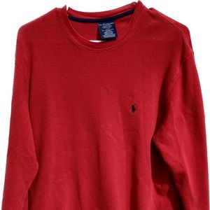 Polo Ralph Lauren Men’s Red Waffle Pajama Shirt Large Women’s Unisex 100% Cotton